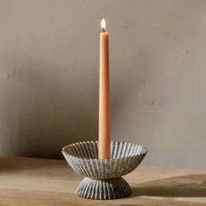 Nkuku Annalla Rustic Iron Candle Holder Aged Zinc Large